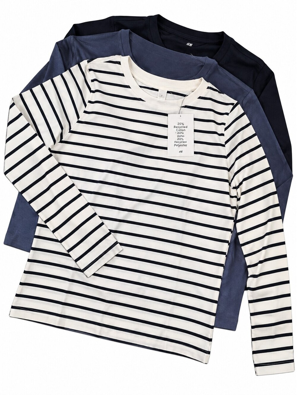 H&M Girls 3-Pack Long Sleeve T-Shirts Size 6-8Y